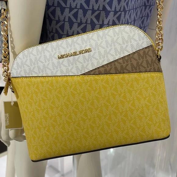 Michael Kors Jet Set Travel Medium Color-Block Signature Logo Dome Crossbody Bag - Picture 13 of 16